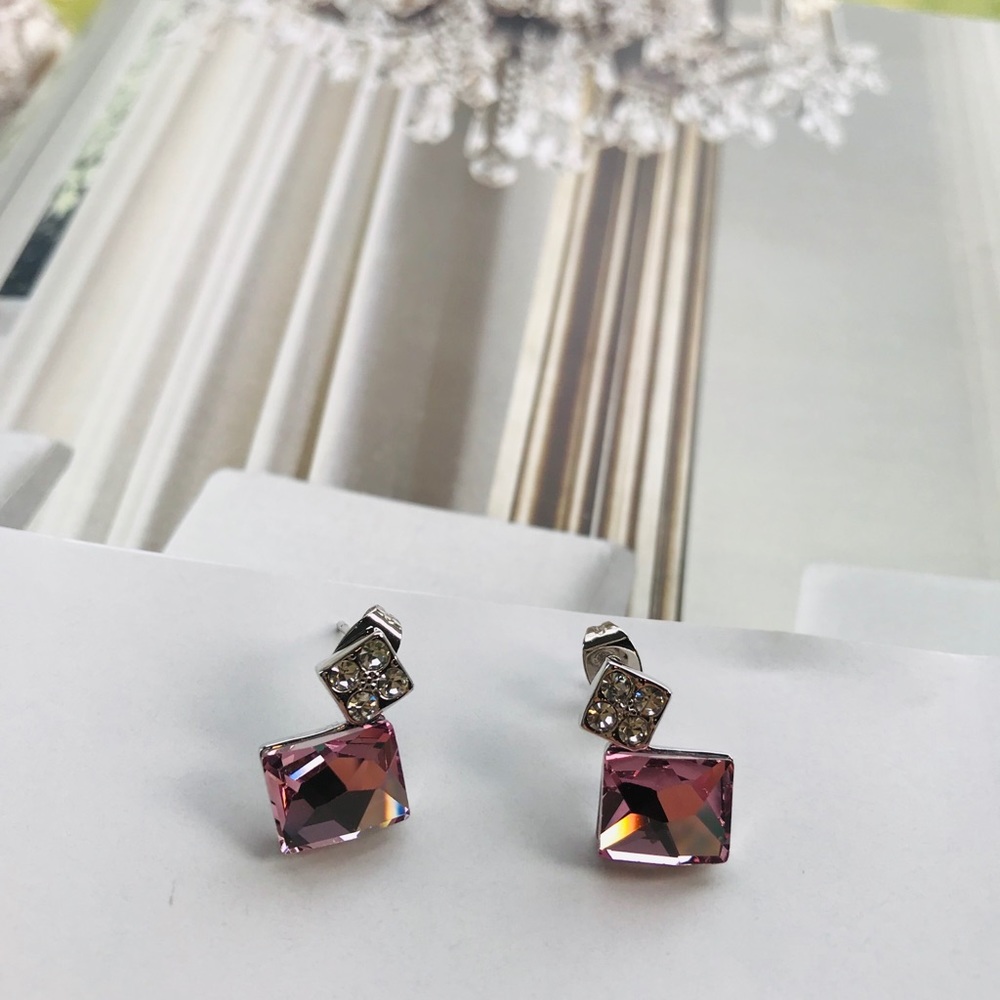 Swarovski Crystal Earrings - Pink